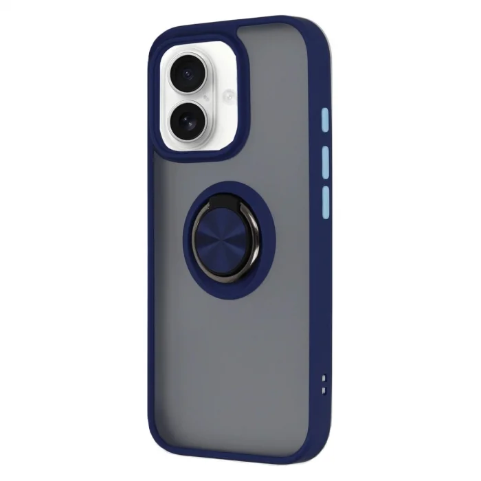 BUĞZ İphone 16 Kılıf Montreal Yüzüklü Silikon Kapak - Lacivert