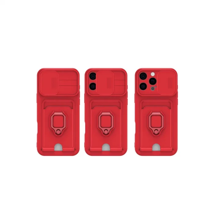 BUĞZ İphone 16 Kılıf Zuma Kartvizitli Yüzüklü Silikon - Pembe