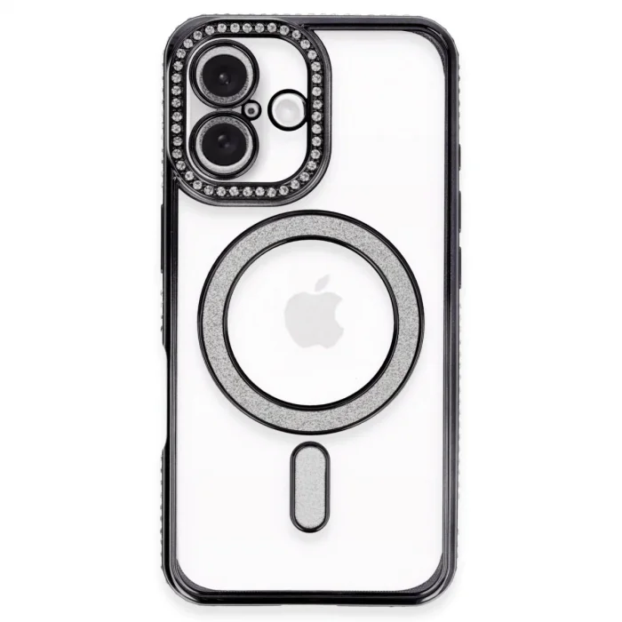 BUĞZ İphone 16 Plus Kılıf Joke Simli Magneticsafe Kılıf - Siyah