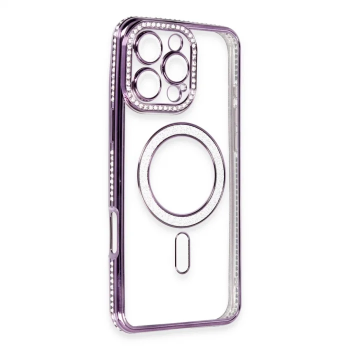 BUĞZ İphone 16 Pro Kılıf Joke Simli Magneticsafe Kılıf - Derin Mor