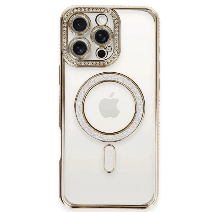 BUĞZ İphone 16 Pro Kılıf Joke Simli Magneticsafe Kılıf - Gold