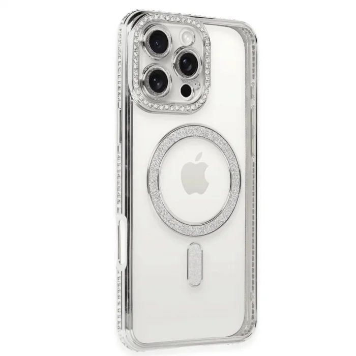 BUĞZ İphone 16 Pro Kılıf Joke Simli Magneticsafe Kılıf - Gümüş