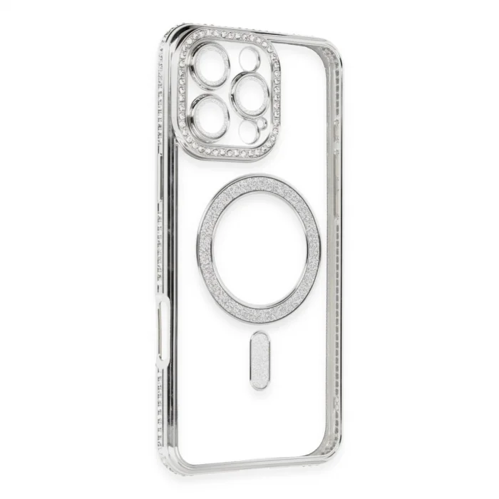 BUĞZ İphone 16 Pro Kılıf Joke Simli Magneticsafe Kılıf - Gümüş