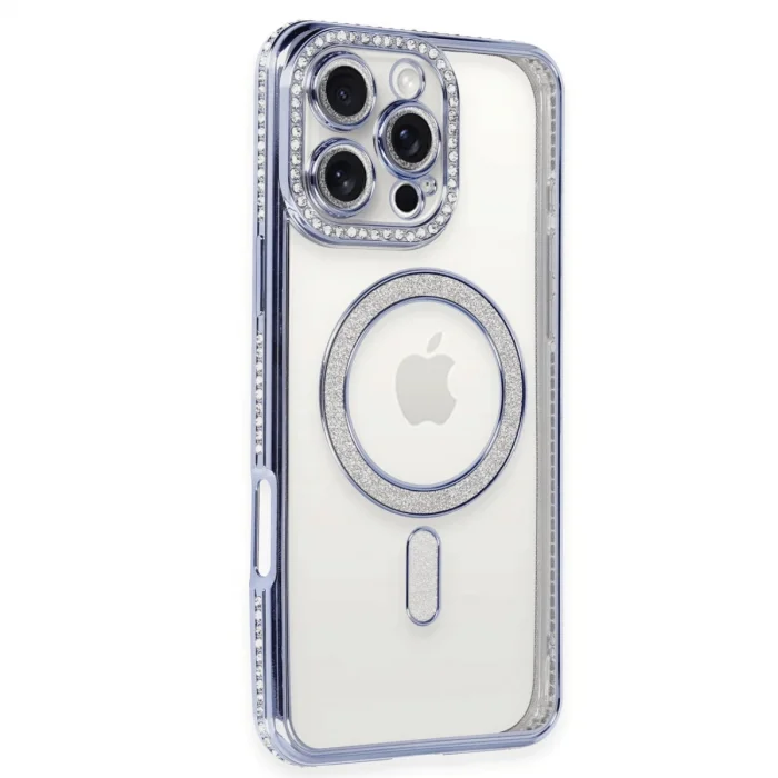 BUĞZ İphone 16 Pro Kılıf Joke Simli Magneticsafe Kılıf - Mavi