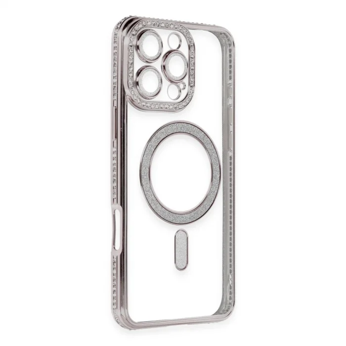 BUĞZ İphone 16 Pro Kılıf Joke Simli Magneticsafe Kılıf - Pembe