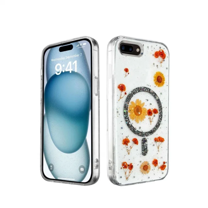 BUĞZ İphone 7 Plus Kılıf Daisy Simli Magsafe Kapak - Siyah