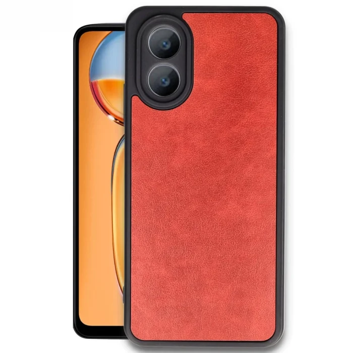 BUĞZ Oppo A38 Kılıf Aras Deri Kapak - Kırmızı