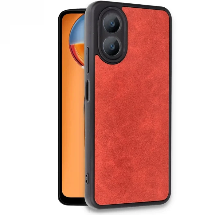 BUĞZ Oppo A38 Kılıf Aras Deri Kapak - Kırmızı