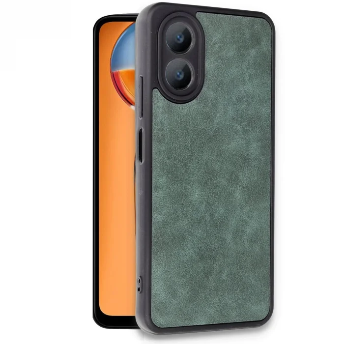 BUĞZ Oppo A38 Kılıf Aras Deri Kapak - Koyu Yeşil