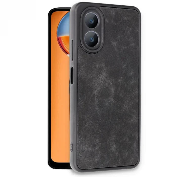 BUĞZ Oppo A38 Kılıf Aras Deri Kapak - Siyah
