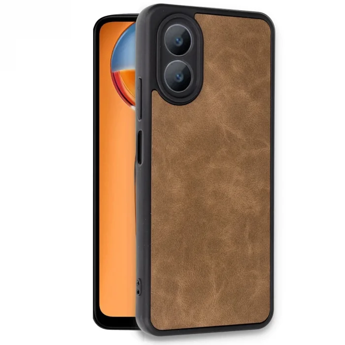 BUĞZ Oppo A38 Kılıf Aras Deri Kapak - Taba