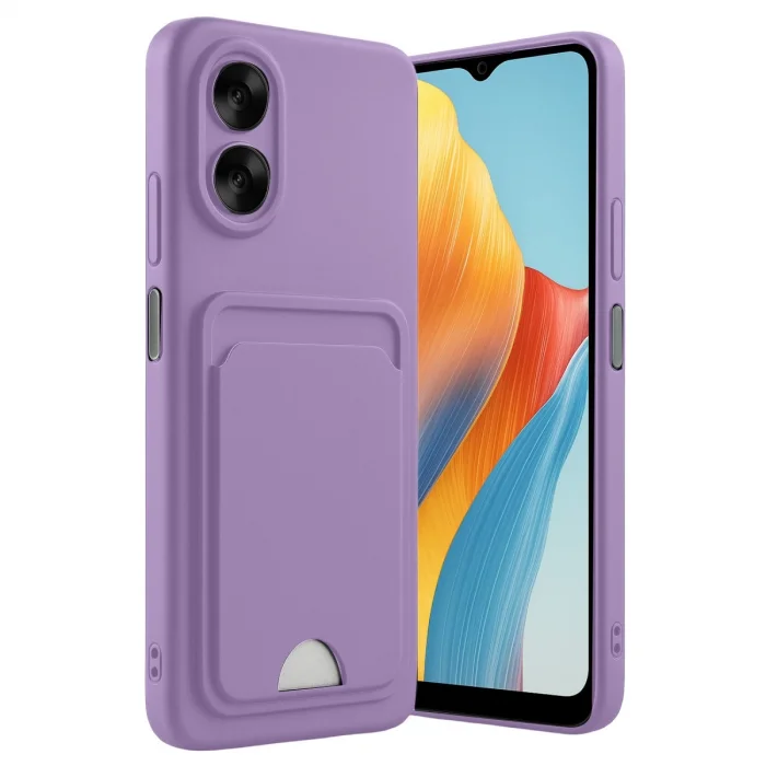 BUĞZ Oppo A38 Kılıf Kelvin Kartvizitli Silikon - Lila