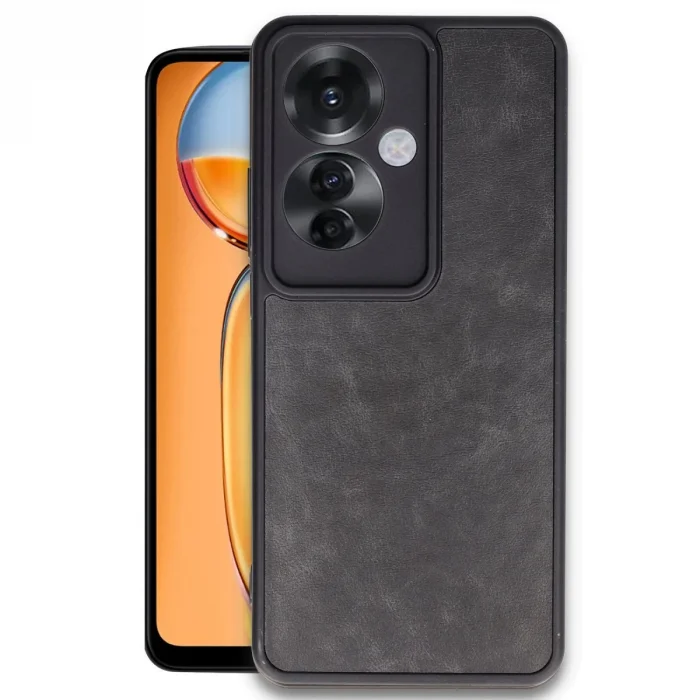 BUĞZ Oppo Reno 11f Kılıf Aras Deri Kapak - Siyah
