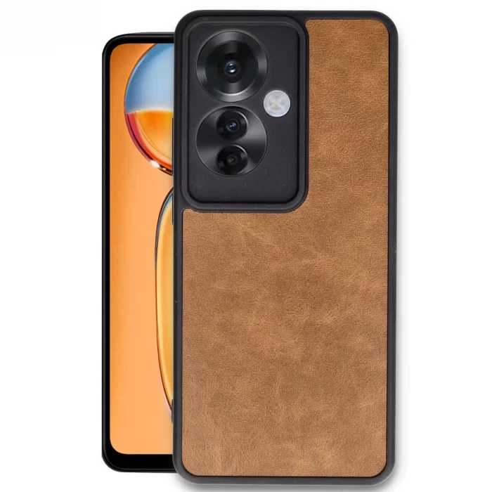 BUĞZ Oppo Reno 11f Kılıf Aras Deri Kapak - Taba