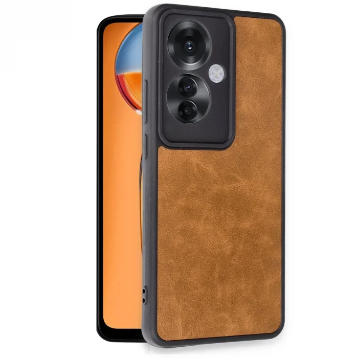 BUĞZ Oppo Reno 11f Kılıf Aras Deri Kapak - Taba