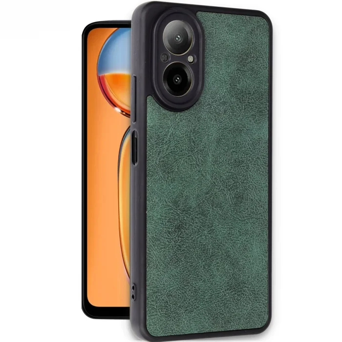 BUĞZ Realme 12 Lite Kılıf Aras Deri Kapak - Koyu Yeşil