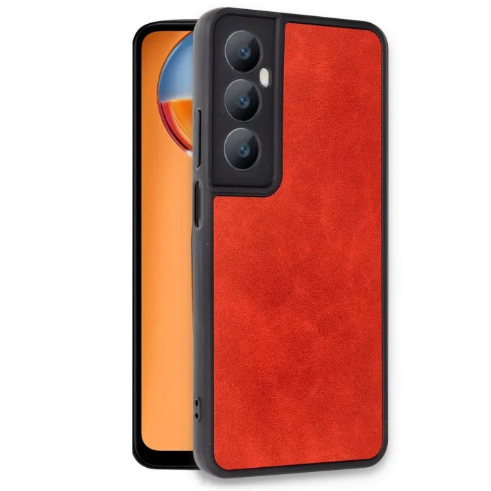 BUĞZ Realme C65 Kılıf Aras Deri Kapak - Kırmızı