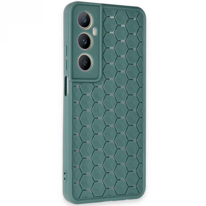 BUĞZ Realme C65 Kılıf Petek Silikon Kapak - Koyu Yeşil