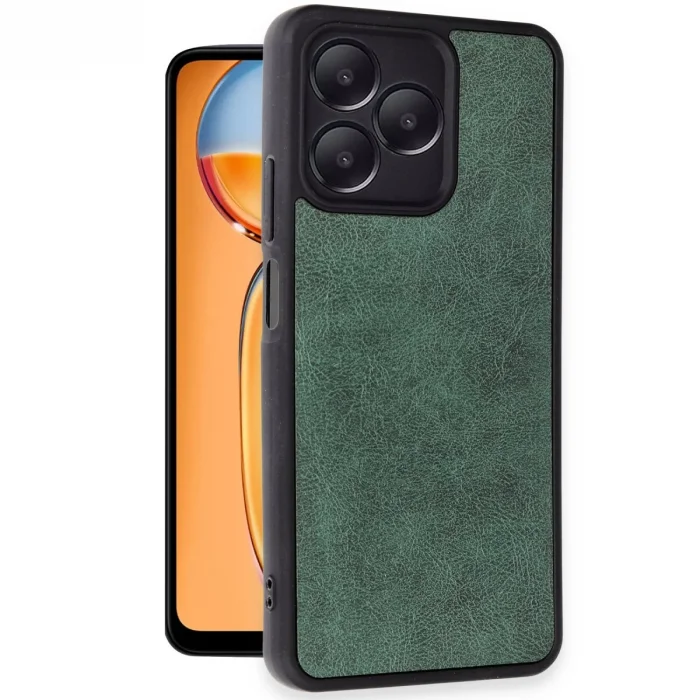 BUĞZ Realme Note 50 4g Kılıf Aras Deri Kapak - Koyu Yeşil