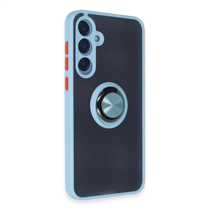 BUĞZ Samsung Galaxy A15 4g Kılıf Montreal Yüzüklü Silikon Kapak - Buz Mavi