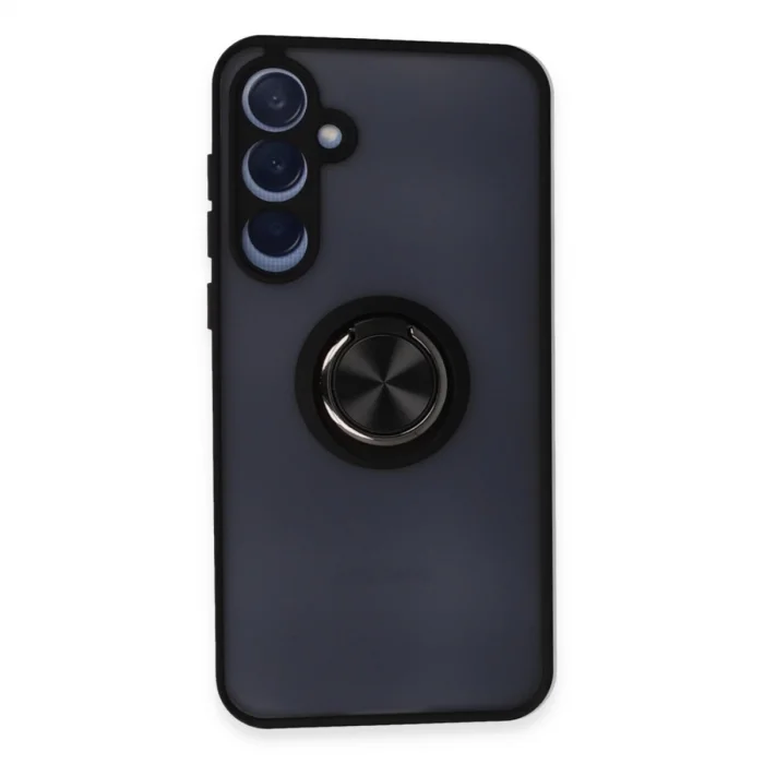 BUĞZ Samsung Galaxy A15 4g Kılıf Montreal Yüzüklü Silikon Kapak - Siyah