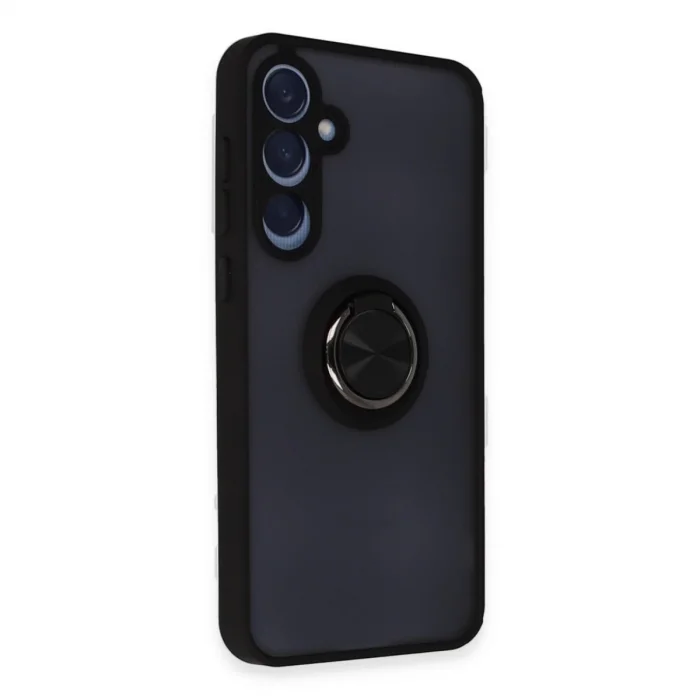 BUĞZ Samsung Galaxy A15 4g Kılıf Montreal Yüzüklü Silikon Kapak - Siyah