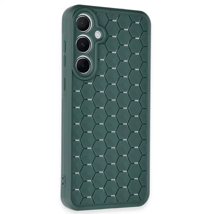 BUĞZ Samsung Galaxy A15 4g Kılıf Petek Silikon Kapak - Koyu Yeşil