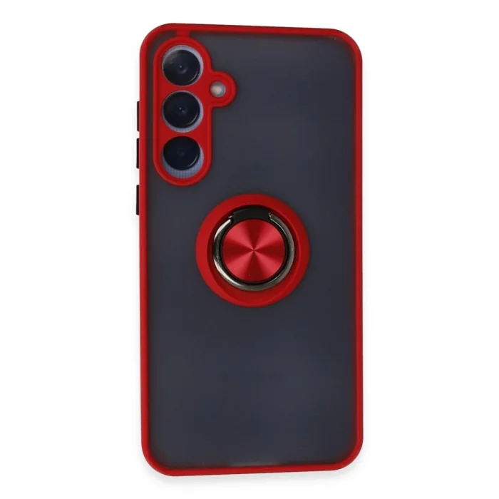 BUĞZ Samsung Galaxy A25 5g Kılıf Montreal Yüzüklü Silikon Kapak - Kırmızı