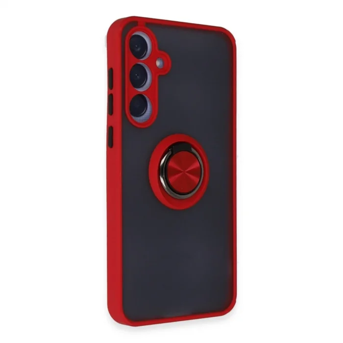 BUĞZ Samsung Galaxy A25 5g Kılıf Montreal Yüzüklü Silikon Kapak - Kırmızı