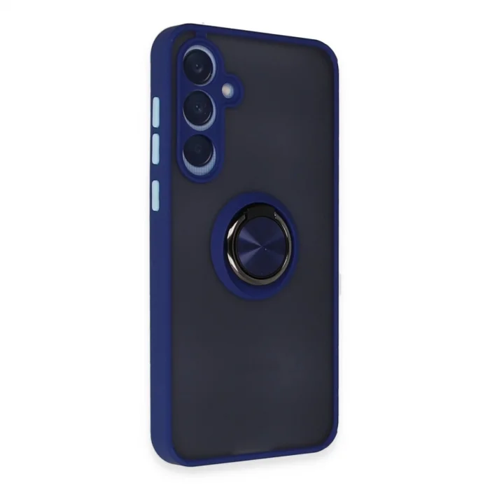 BUĞZ Samsung Galaxy A25 5g Kılıf Montreal Yüzüklü Silikon Kapak - Lacivert