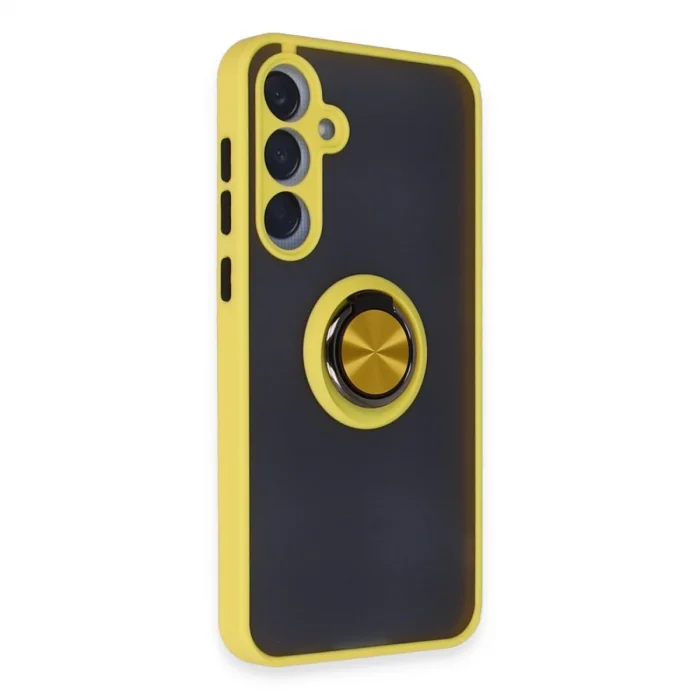 BUĞZ Samsung Galaxy A25 5g Kılıf Montreal Yüzüklü Silikon Kapak - Sarı