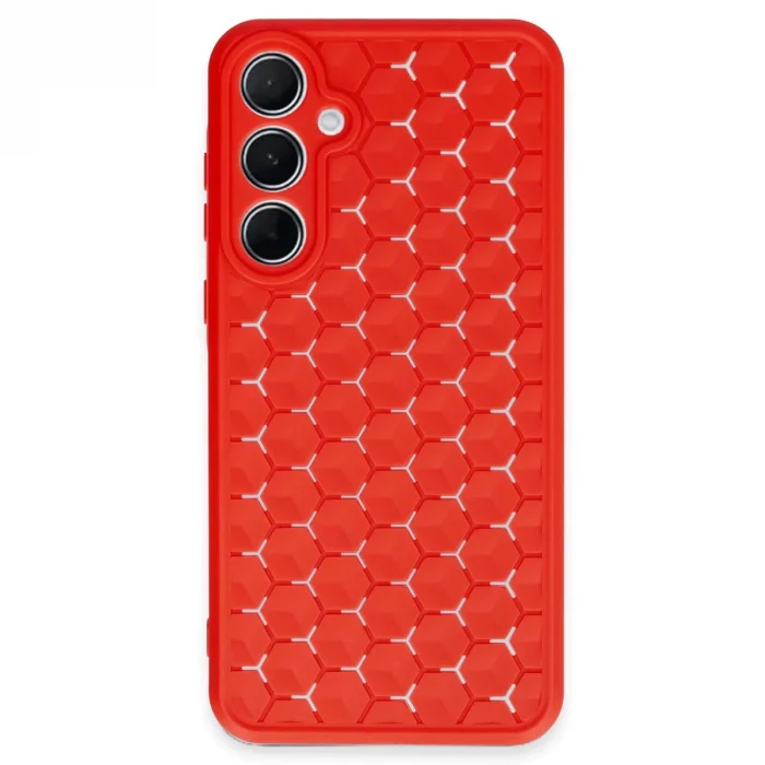 BUĞZ Samsung Galaxy A25 5g Kılıf Petek Silikon Kapak - Kırmızı