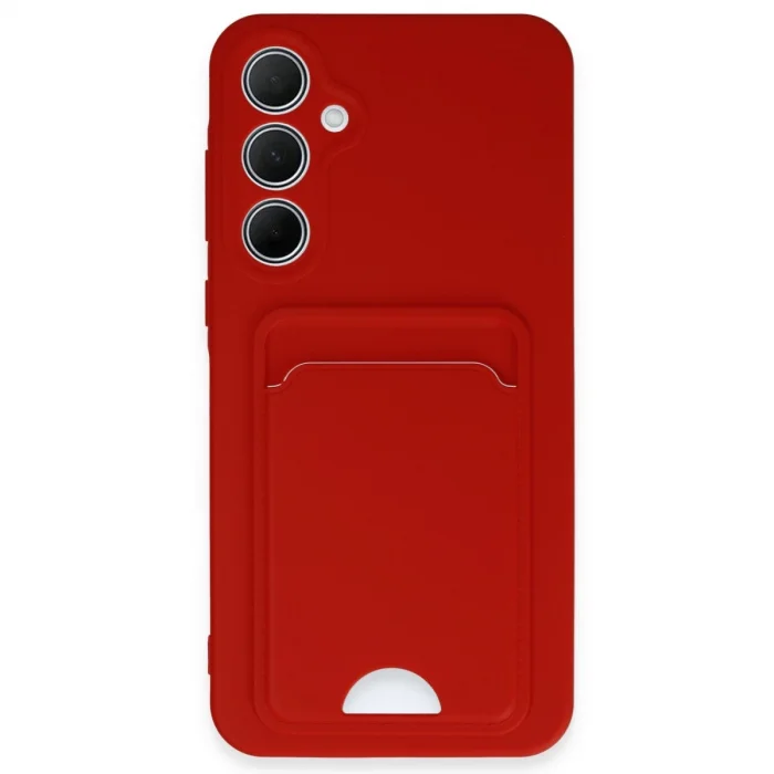 BUĞZ Samsung Galaxy A35 5g Kılıf Kelvin Kartvizitli Silikon - Kırmızı