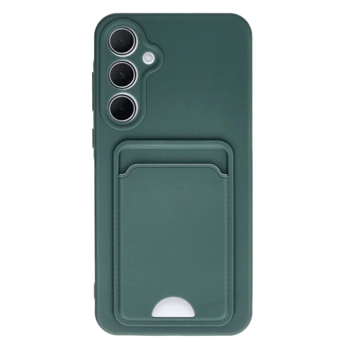 BUĞZ Samsung Galaxy A35 5g Kılıf Kelvin Kartvizitli Silikon - Koyu Yeşil