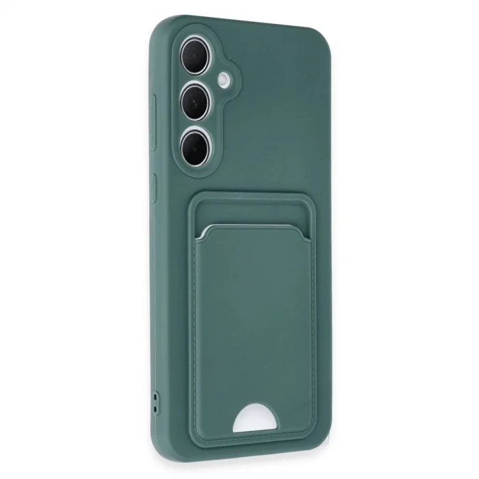 BUĞZ Samsung Galaxy A35 5g Kılıf Kelvin Kartvizitli Silikon - Koyu Yeşil