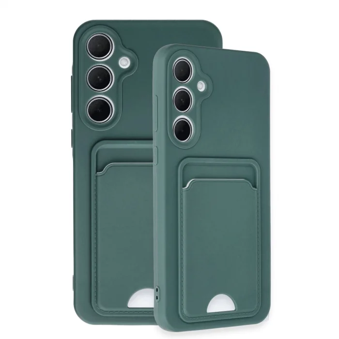 BUĞZ Samsung Galaxy A35 5g Kılıf Kelvin Kartvizitli Silikon - Koyu Yeşil