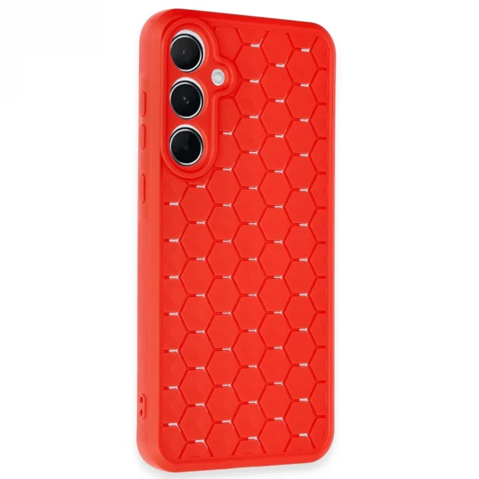 BUĞZ Samsung Galaxy A35 5g Kılıf Petek Silikon Kapak - Kırmızı