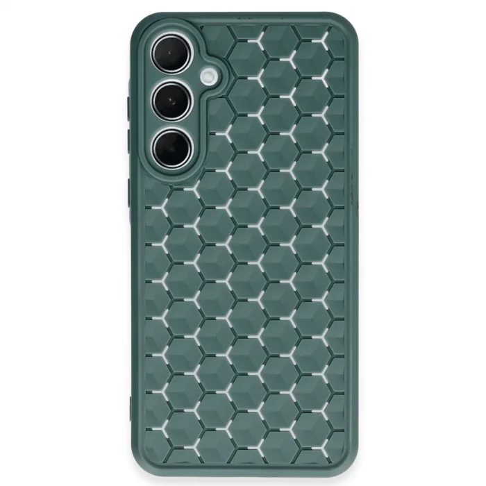 BUĞZ Samsung Galaxy A35 5g Kılıf Petek Silikon Kapak - Koyu Yeşil