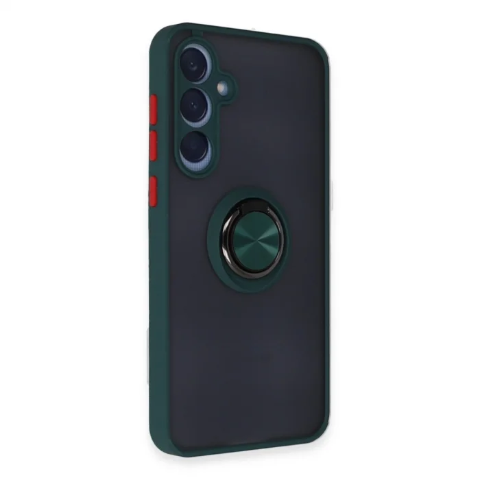 BUĞZ Samsung Galaxy A55 5g Kılıf Montreal Yüzüklü Silikon Kapak - Yeşil