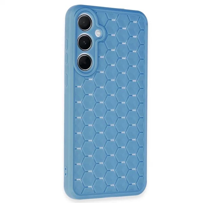 BUĞZ Samsung Galaxy A55 5g Kılıf Petek Silikon Kapak - Mavi