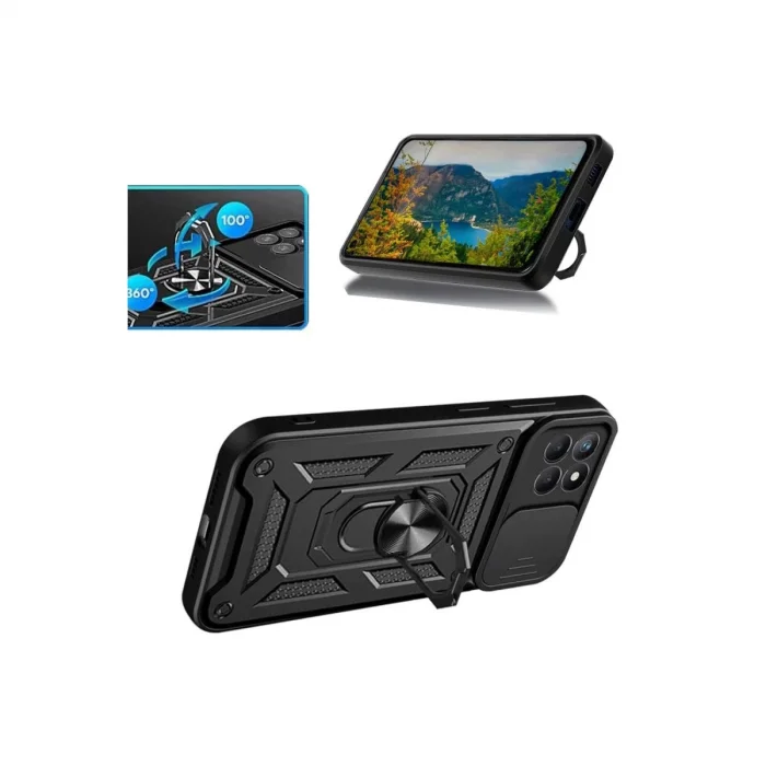 BUĞZ Samsung Galaxy M15 Kılıf Pars Lens Yüzüklü Silikon - Kırmızı