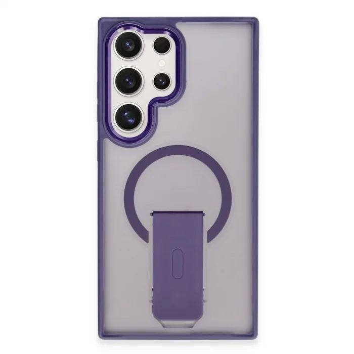 BUĞZ Samsung Galaxy S23 Ultra Tork Magsafe Standlı Kapak - Derin Mor
