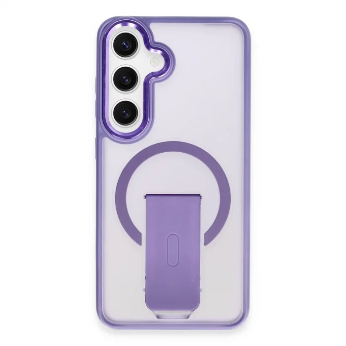 BUĞZ Samsung Galaxy S24 Tork Magsafe Standlı Kapak - Derin Mor