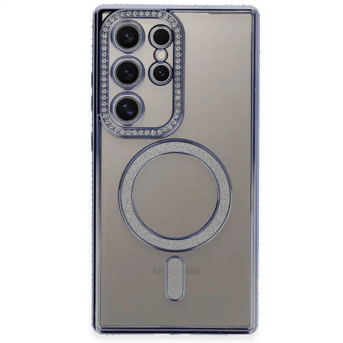 BUĞZ Samsung Galaxy S24 Ultra Kılıf Joke Simli Magneticsafe Kılıf - Mavi