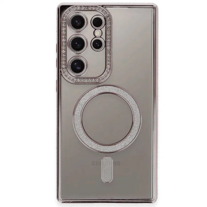 BUĞZ Samsung Galaxy S24 Ultra Kılıf Joke Simli Magneticsafe Kılıf - Pembe