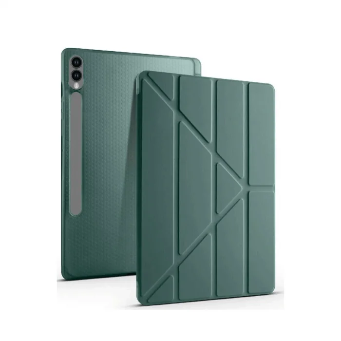 BUĞZ Samsung Galaxy X610 Tab S9 Fe Plus 12.4 Kılıf Kalemlikli Mars Tablet Kılıfı - Koyu Yeşil