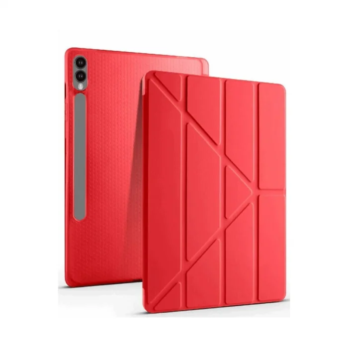 BUĞZ Samsung Galaxy X610 Tab S9 Fe Plus 12.4 Kılıf Kalemlikli Mars Tablet Kılıfı - Kırmızı