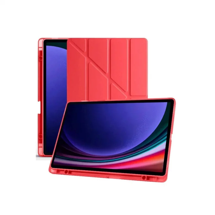 BUĞZ Samsung Galaxy X610 Tab S9 Fe Plus 12.4 Kılıf Kalemlikli Mars Tablet Kılıfı - Kırmızı