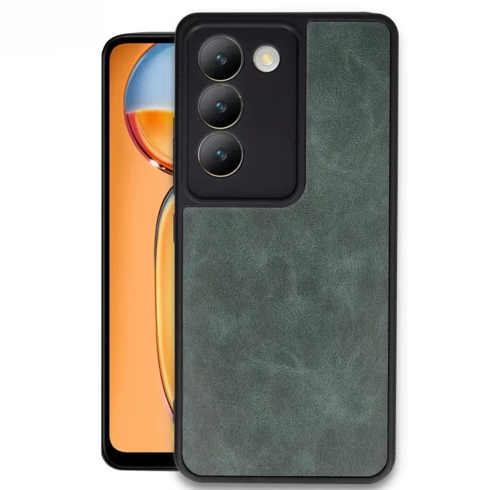 BUĞZ Vivo V30 Lite 4g Kılıf Aras Deri Kapak - Koyu Yeşil