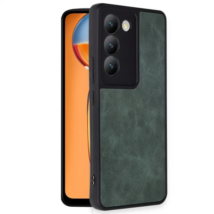 BUĞZ Vivo V30 Lite 4g Kılıf Aras Deri Kapak - Koyu Yeşil